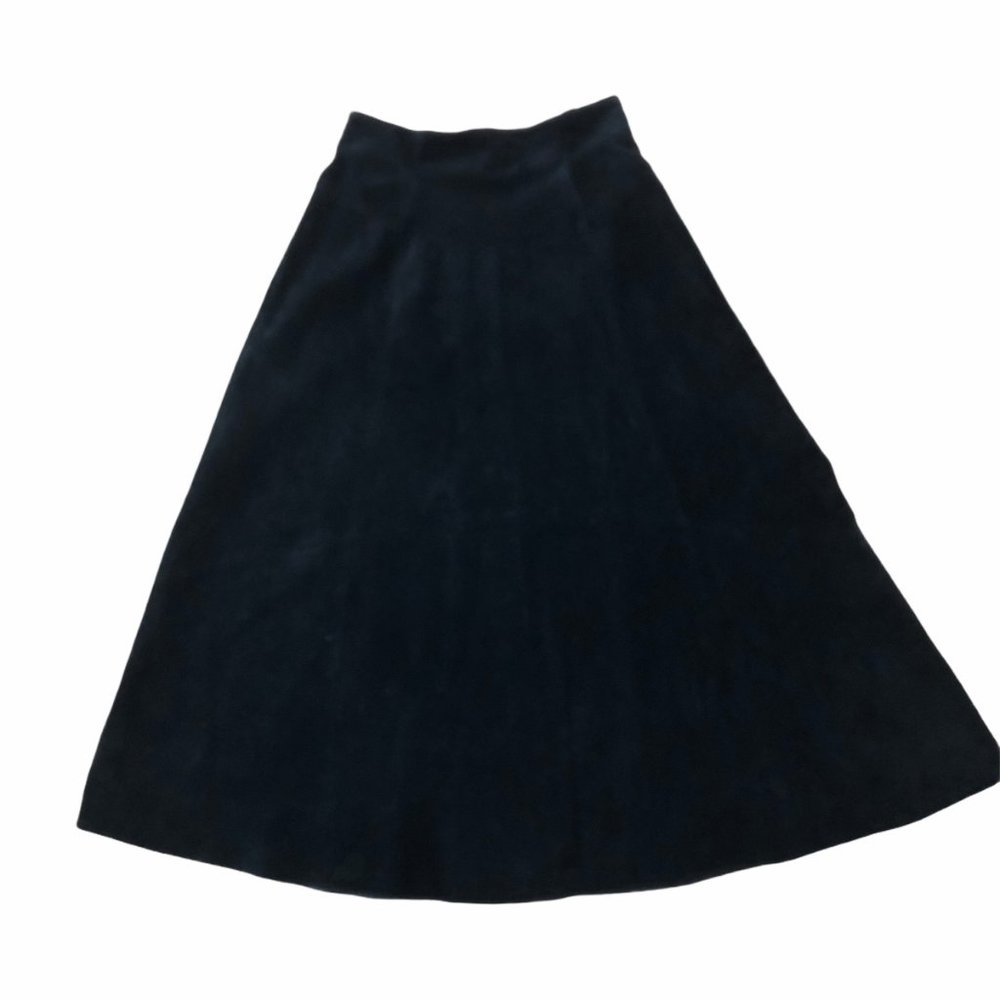 Positano Elle Black Suede Flared Midi Maxi Skirt 8